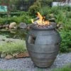 Gardenforma Gas Feuerstelle Katla, Keramik Antik Anthrazit, Faserbeton