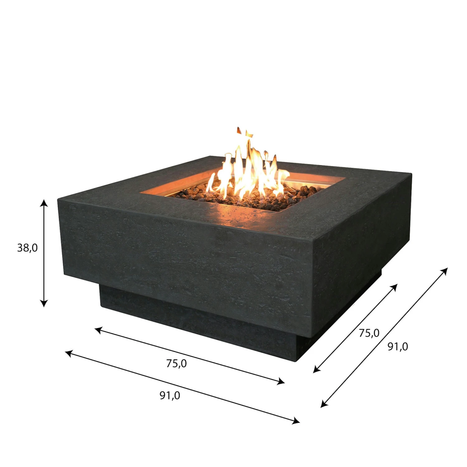 Gas Feuerstelle Manhattan Beton-Optik Dunkelgrau – Bild 3