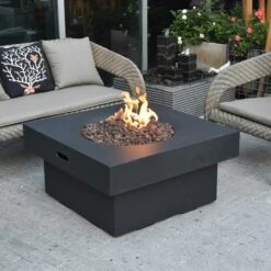 Gardenforma Gas Feuerstelle Branford Aus Faserbeton In Betonoptik, Schwarz