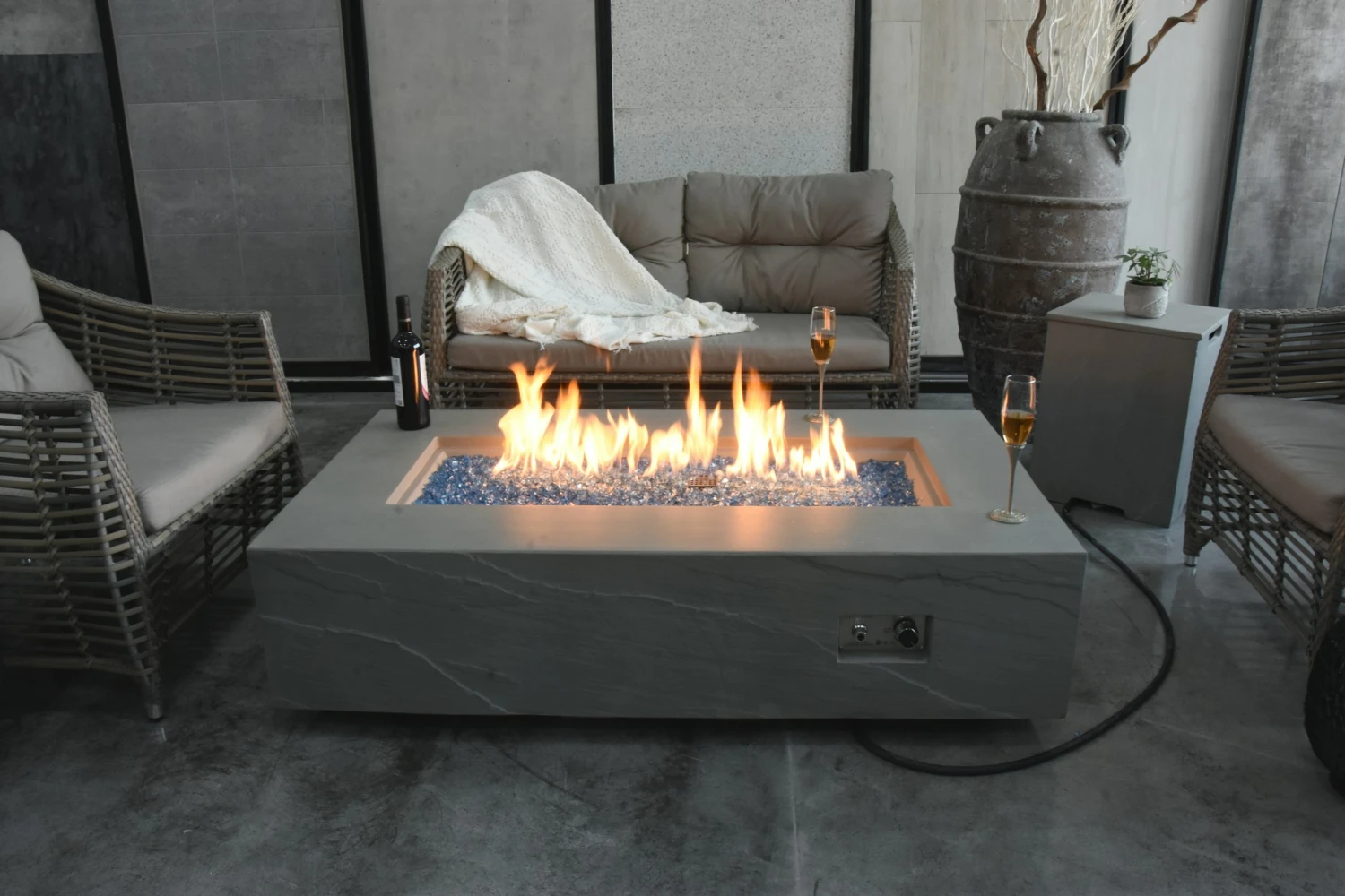 Gas Feuerstelle Colorado Sandstein-Optik Grau